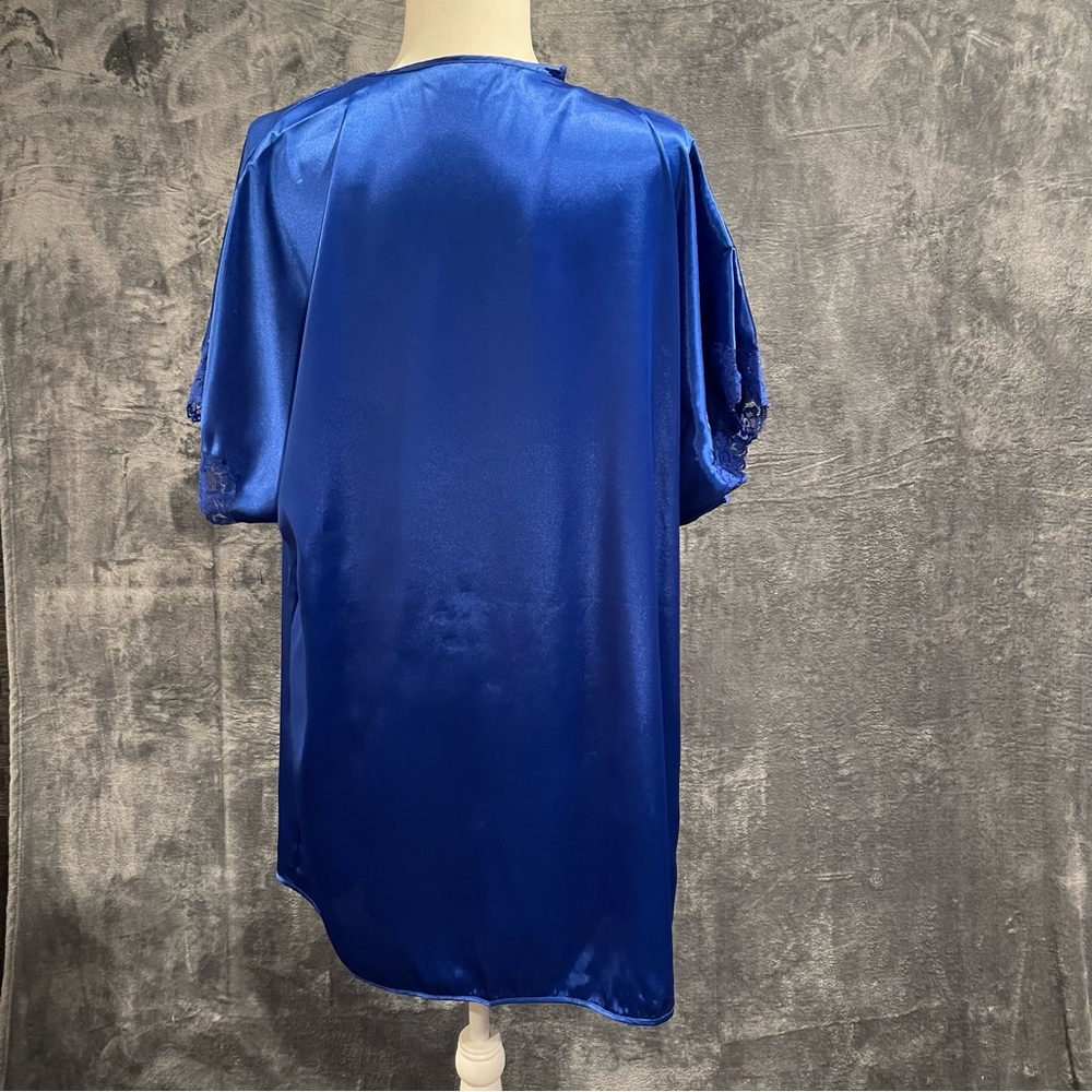 Partners Mervyns Blue Women's Size Medium Satin Sleepwear Set Camisole & Robe - Picture 6 of 16